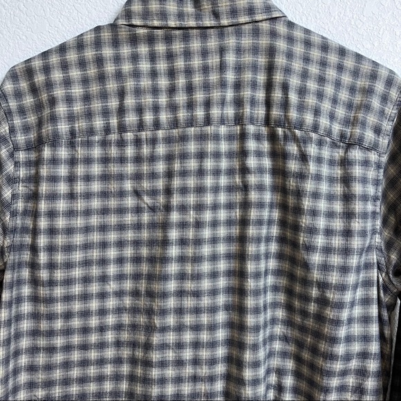 Patagonia Organic Cotton Plaid Long Sleeve Men's Medium Light Brown/Dark Blue - Picture 11 of 15